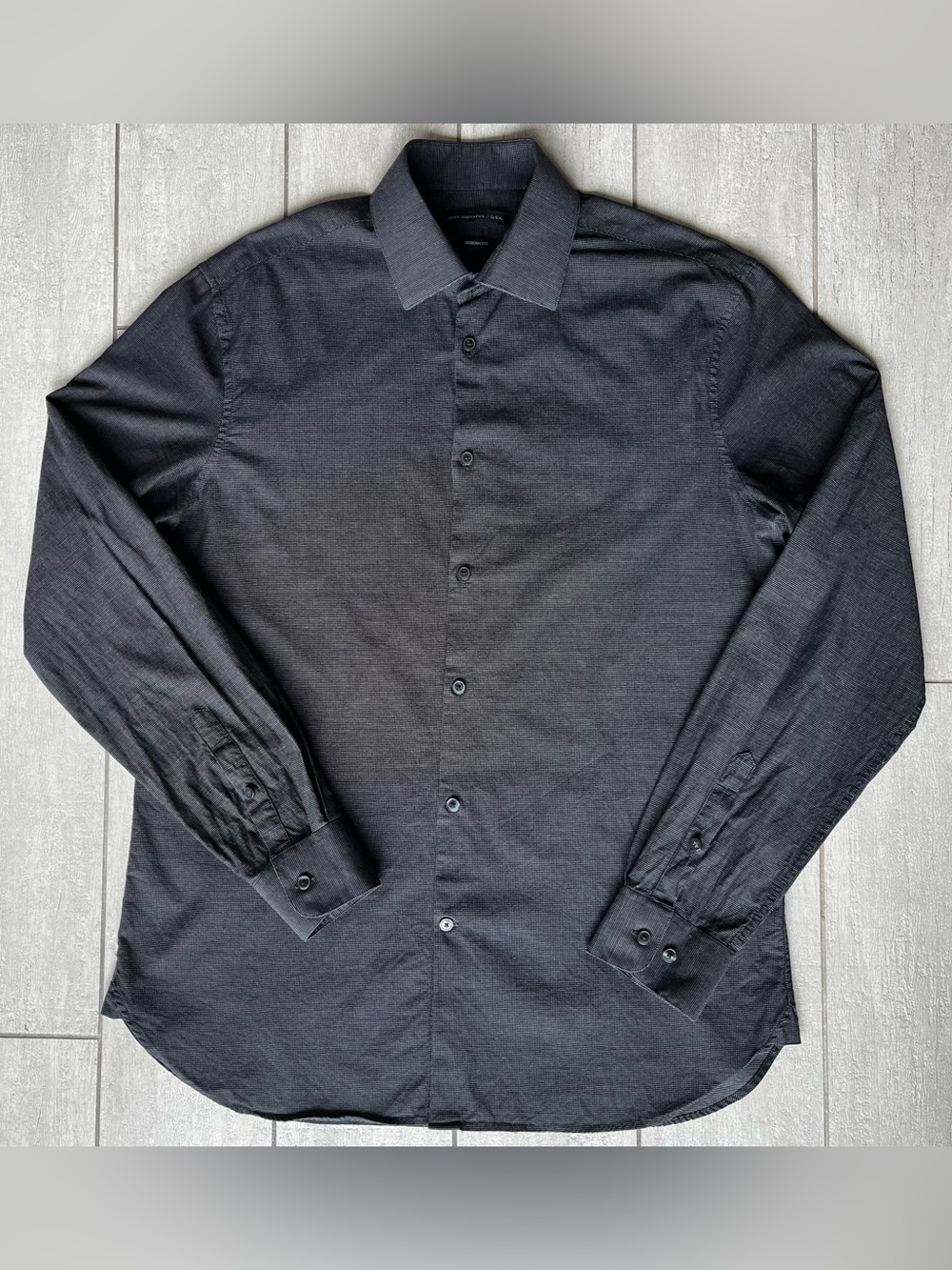 JOHN VARVATOS USA Black Button Down Long Sleeves Modern Fit Shirt Sz 16 L